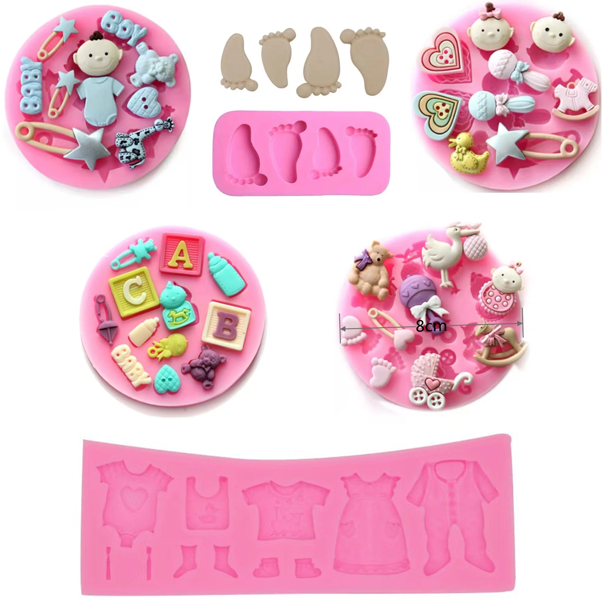 

3D Silicone Baby Shower Party Fondant Mold DIY Cake Resin Mold For Baking Pastry Cup Cake Decorating Kitchen Tools