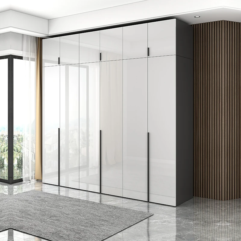 

Nordic wardrobe light luxury modern minimalist home bedroom small apartment white solid wood combination minimalist economic war