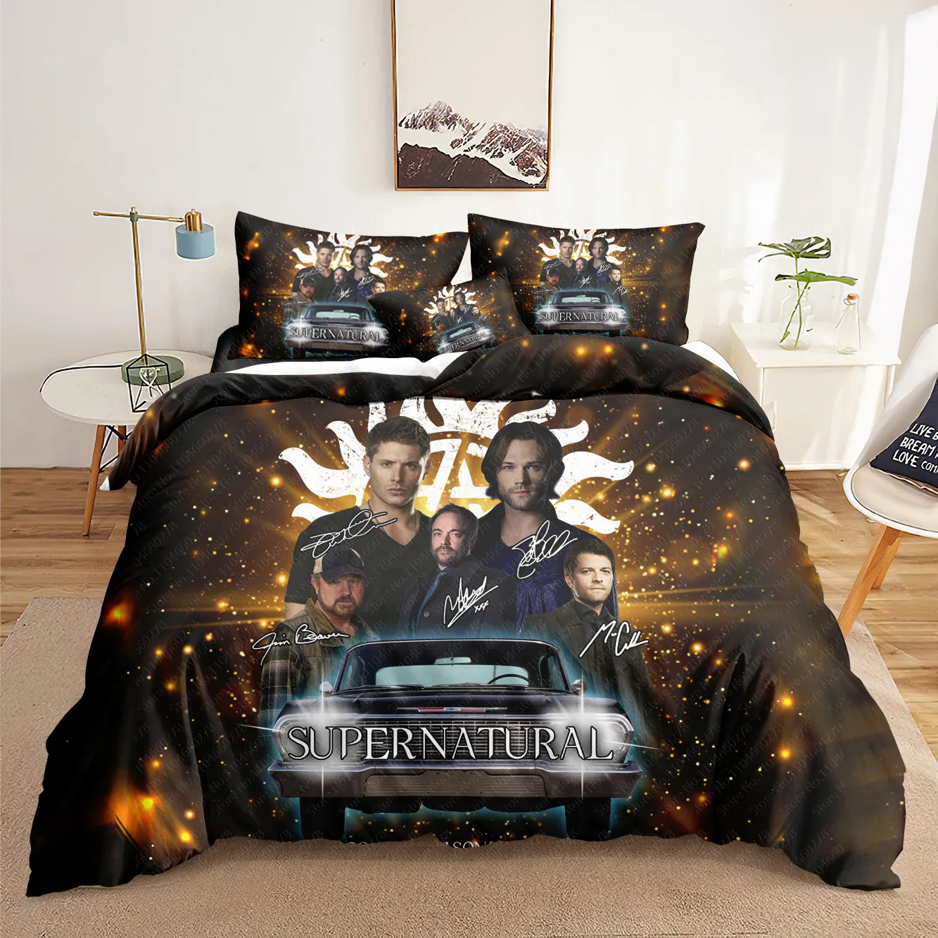 Комплекты постельного белья Сверхъестественное с 3D принтом пододеяльник для