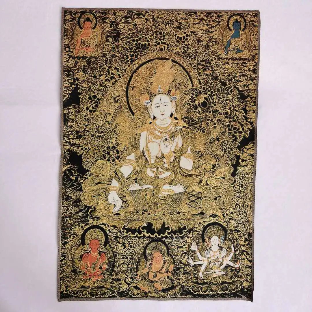 

36" Tibet Tibetan Cloth Silk White Tara Goddess Guanyin Kwan-yin Tangka Thangka
