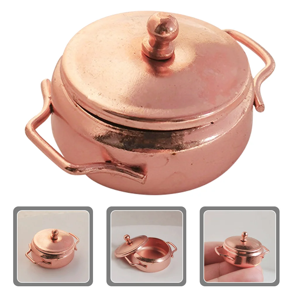 

Accessories Mini House Simulation Pots Model Children Miniature Cookers Educational Cookwares Kitchen Metal Flower