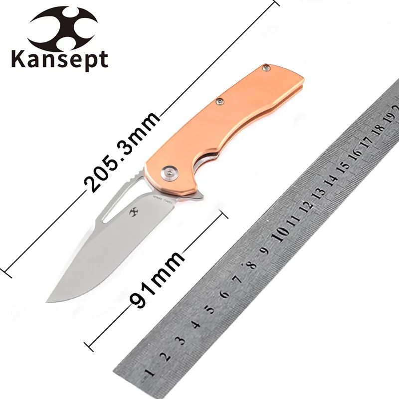 

Kansept Kryo K1001C1 Folding Knives CPM-S35VN Blade with Red Copper Handle Kim Ning Designed for Camping Hunting EDC Carry