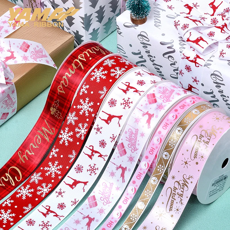 

YAMA Christmas Ribbon 10yards/roll 9mm 16mm 25mm Red Pink Series Ribbons for Xmas Decoration DIY Craft Supplies
