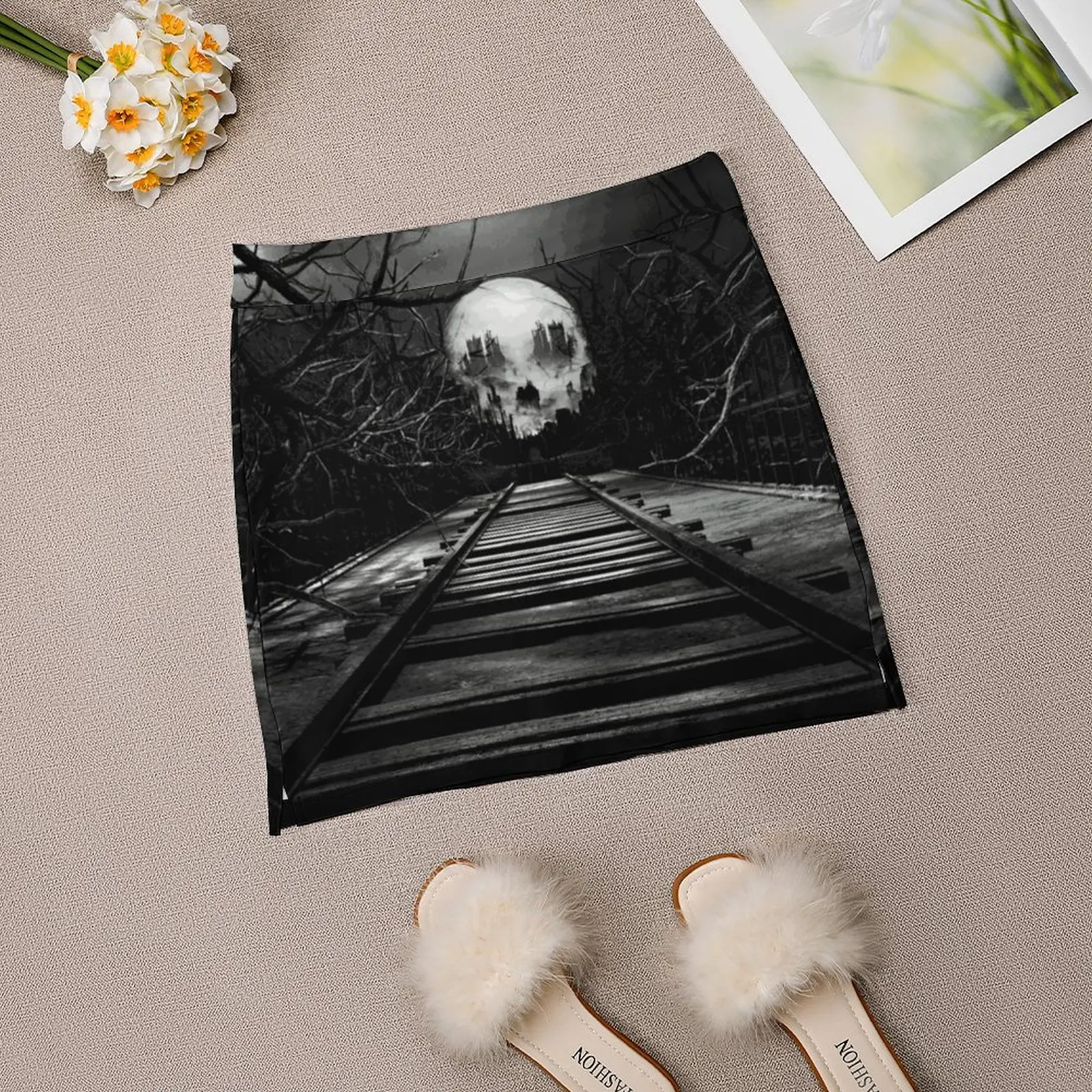 Конец линии новые женские юбки двухслойное короткое платье с принтом