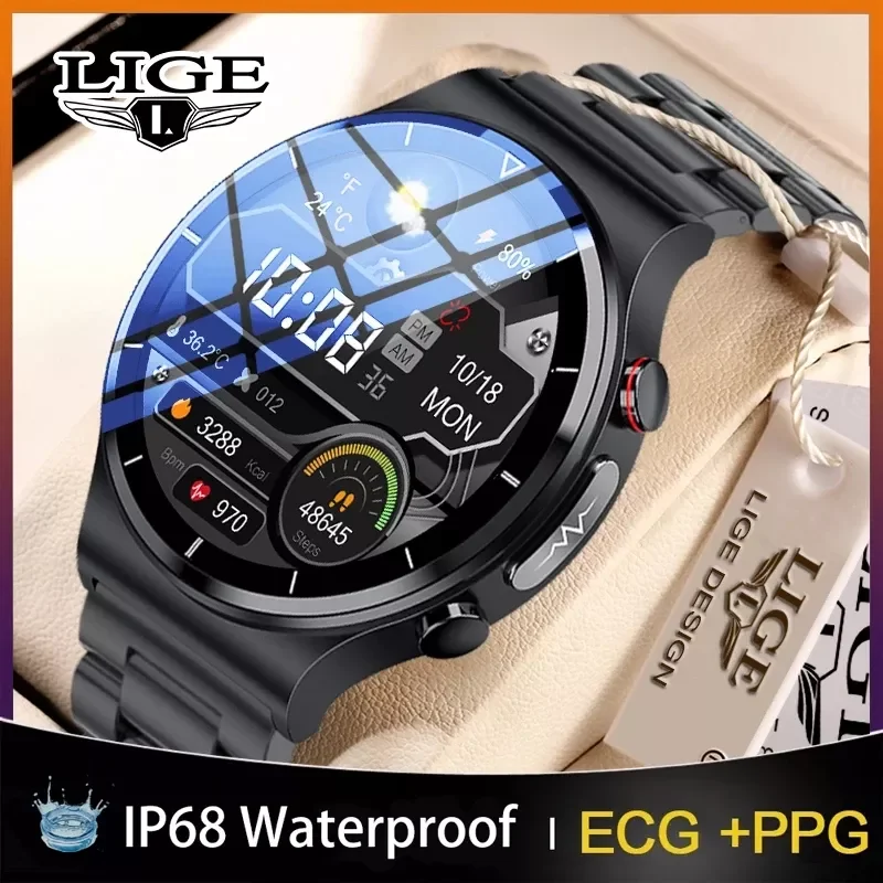 

2022 ECG+PPG Smart Heart Rate Blood Pressure Watch Health Fitness Tracker IP68 Waterproof Smartwatch