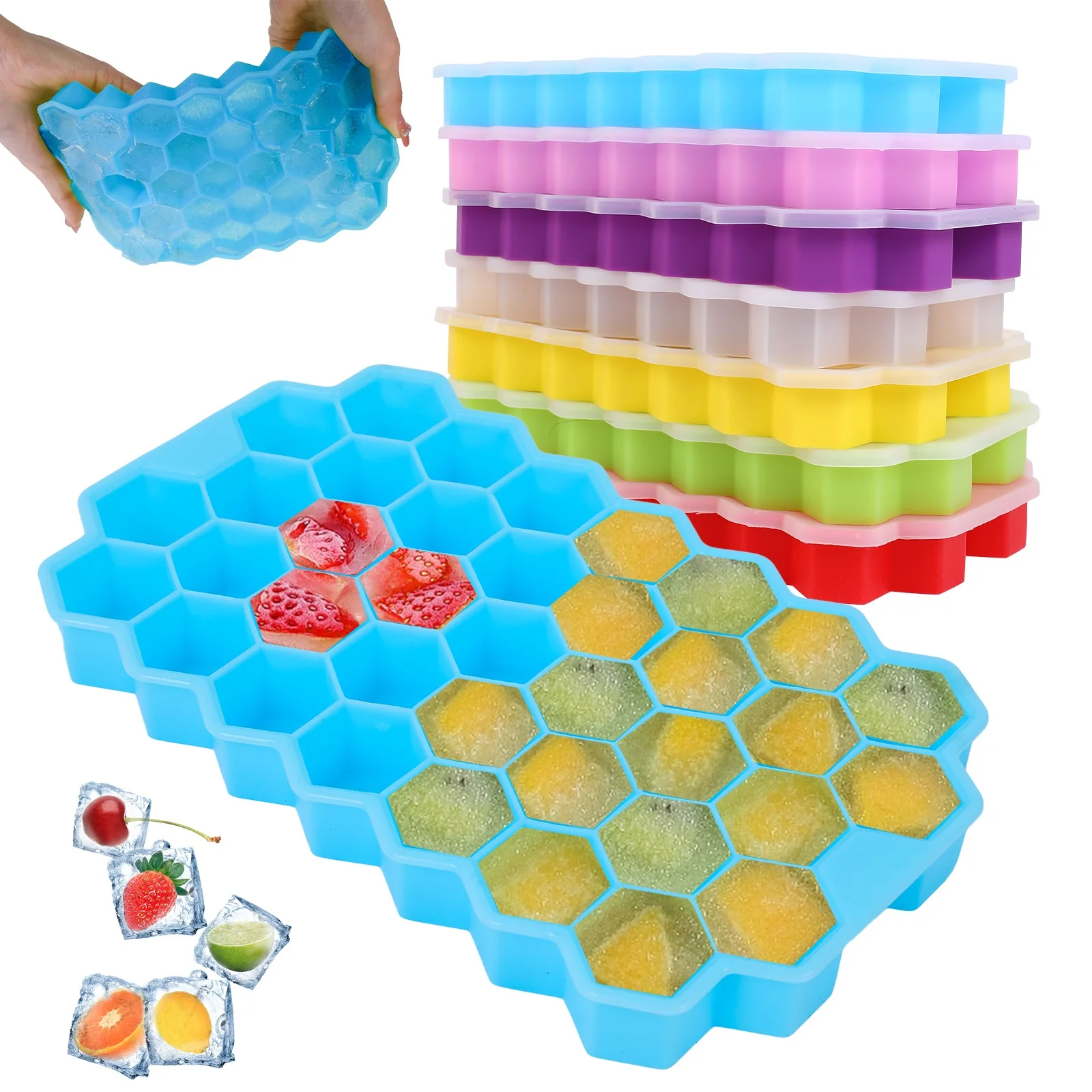 

37 Cavity Cube Maker Silicones Ice Mould Honeycomb Ice Cube Tray Magnum Silicone Mold Forms Food Grade Mold for Whiskey Cocktail