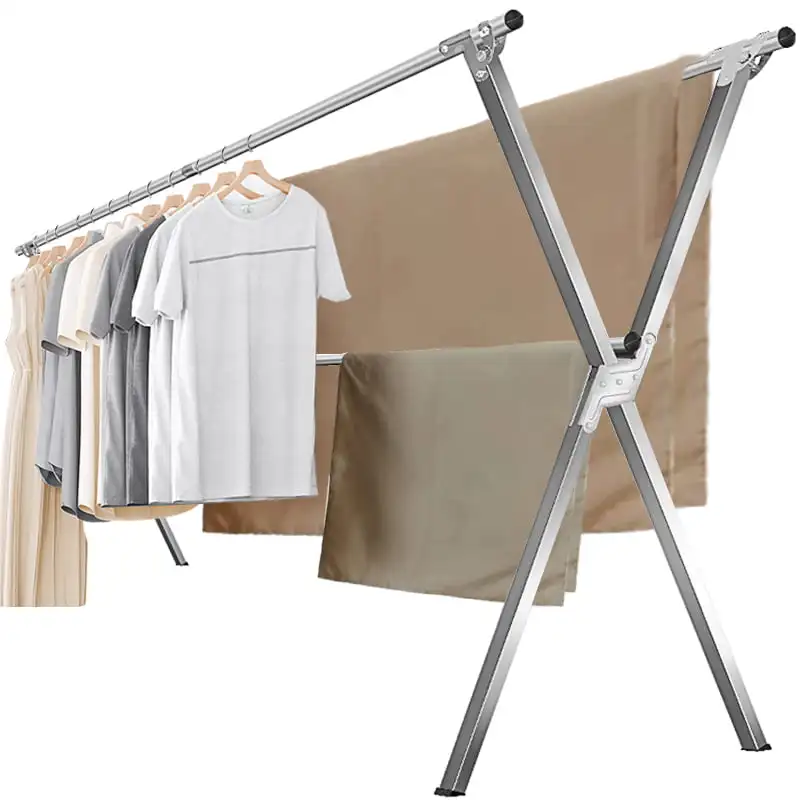 

79 inches Laundry Drying Rack, Stainless Steel Clothes Drying Rack, Clothes Drying Rack Folding Indoor - Silver