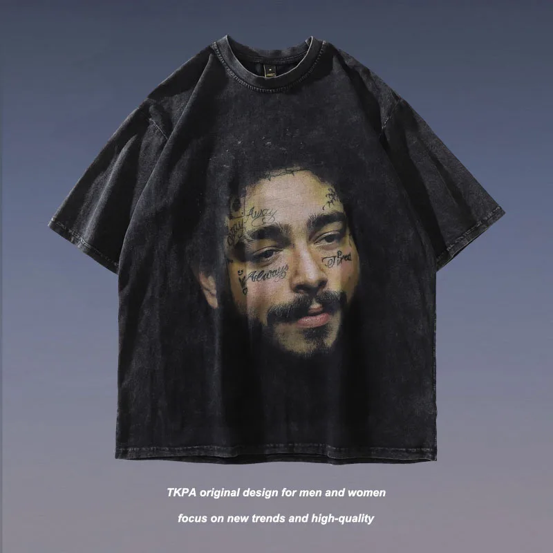 

2022 Summer Men's T-Shirt Skull Hip Hop Harajuku Loose Plus Size Graphic T-Shirt High Street Retro Street Men's Free Shipping