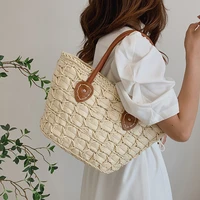 casual straw large capacity shoulder bags for women straw woven basket handbags for women shopper bag summer braid beach bag new