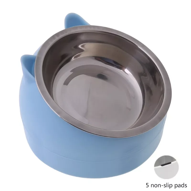 

2023New Stainless Steel Cat Dog Food Bowl 15Slanted Non-slip Pet Utensils Puppy Feeding Container Supplies