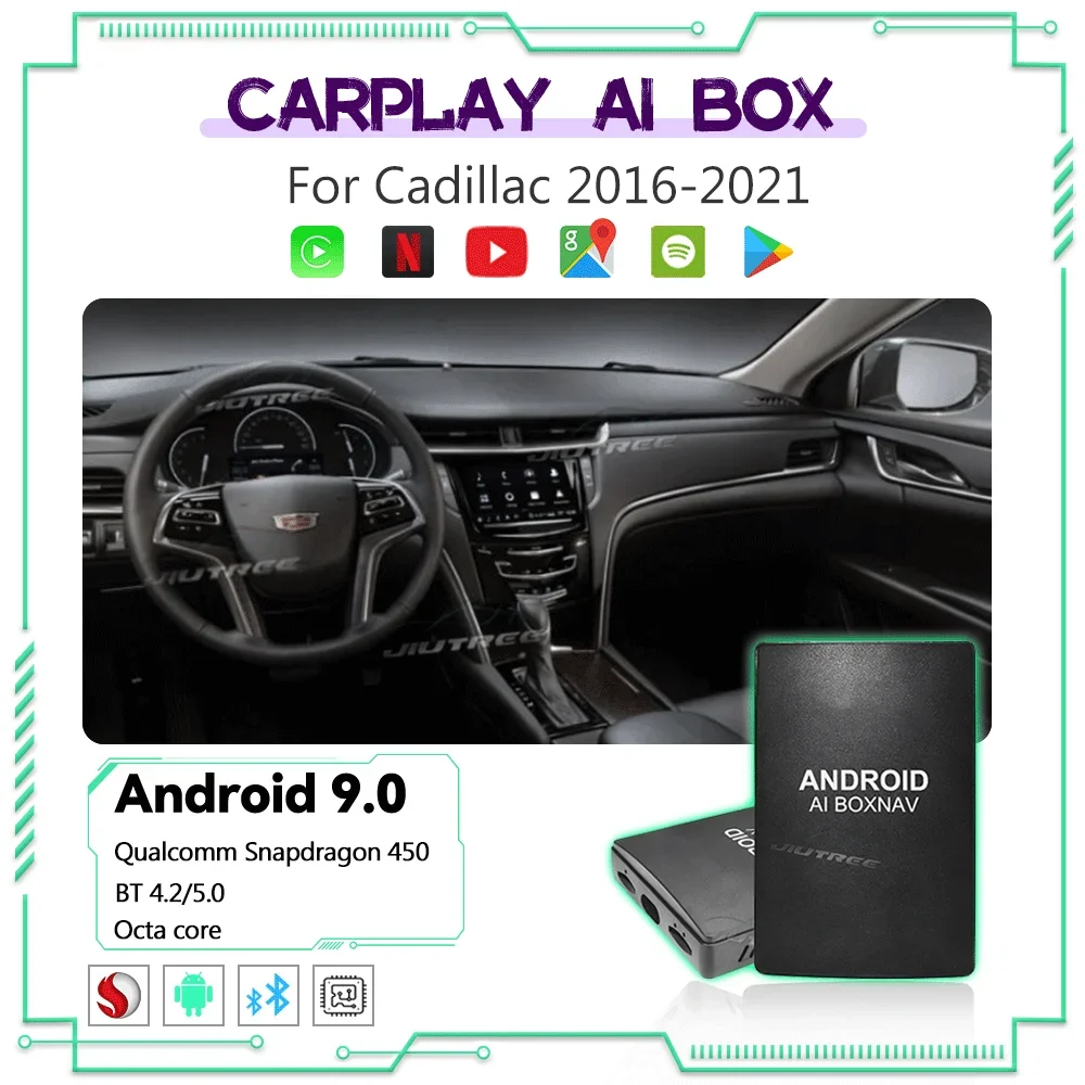 

CarPlay AI Box For Cadillac XT5 XT4 CT4 CT5 XT6 Escalade Android Auto Wireless Mirror link Netflix Yotube TV Smart Adpater