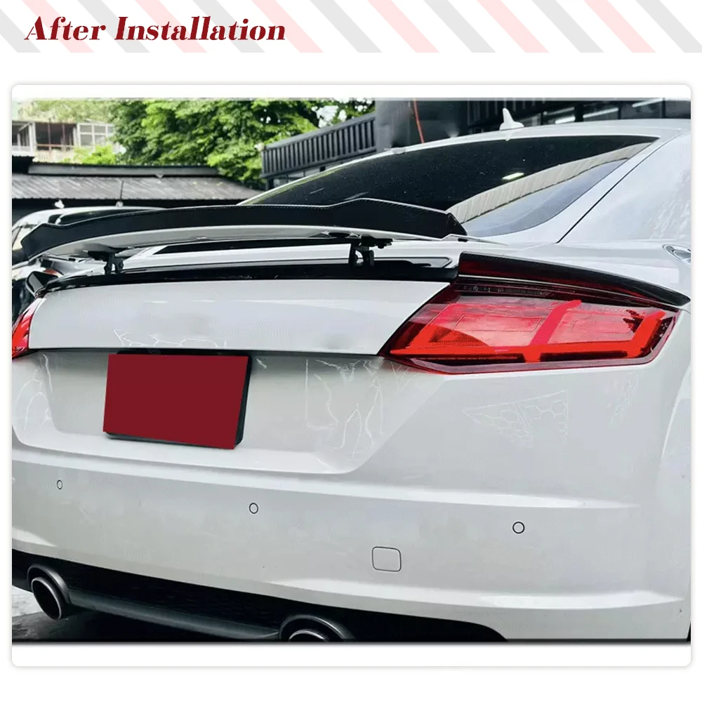 Фото Для Audi TT MK3 8S TTS TTRS 2-дверный 2015-2020: карбоновый спойлер на крышку багажника, гоночное антикрыло, накладка на багажник №3