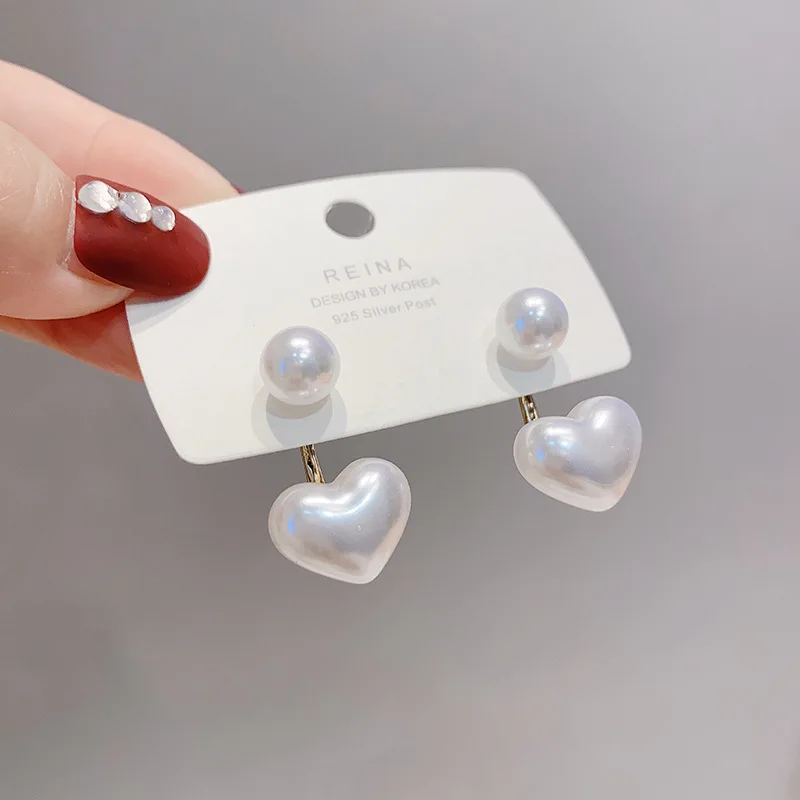 

Корейские милые элегантные жемчужные серьги-гвоздики в форме сердца для женщин и девушек ювелирные изделия для вечерние Ринок и свадеб под...