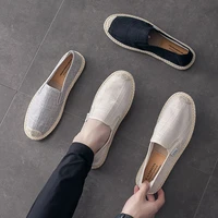 linen male casual shoes mens fisherman shoes handmade flat espadrilles old beijing cloth shoe footwear sapato loafer masculino