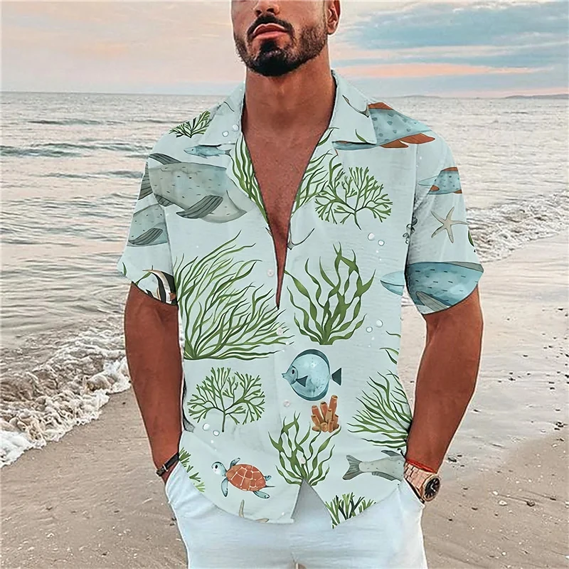 

Summer Coconut Tree Print Men's Shirt 3d Print Hawaiian Beach Shirt For Men Short Sleeve Fashion Trend Shirt Oversized Camisa