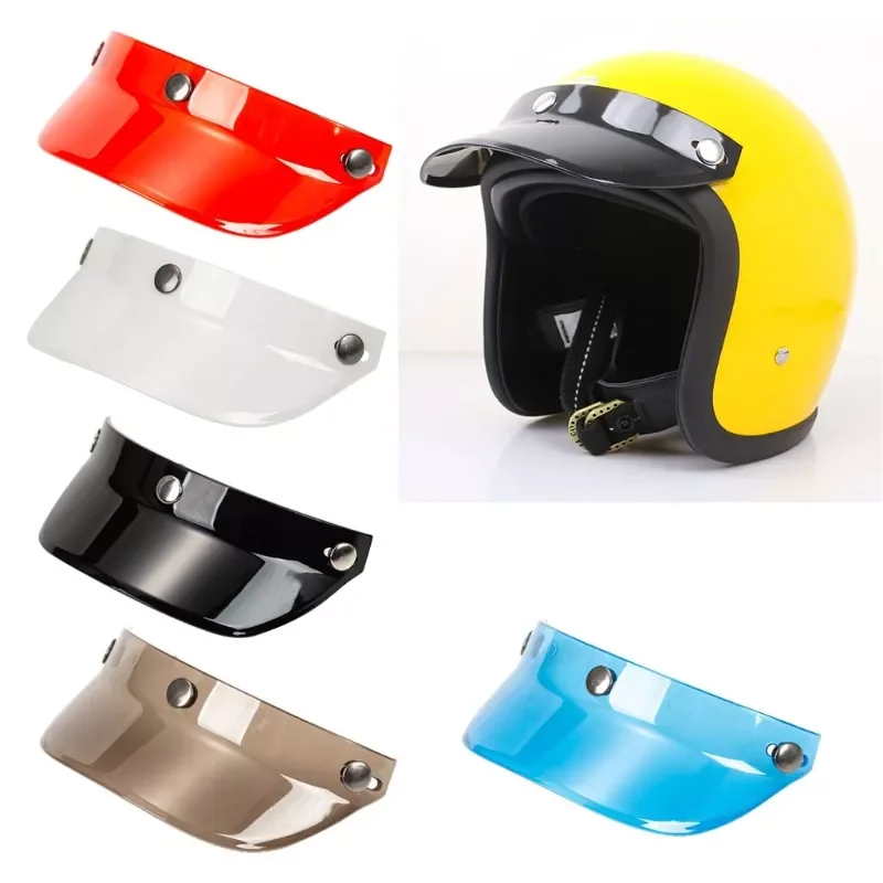 

3/4 Open Face Helmet Visor Protector 3-Snap Helmet Peak Lens Sun Shade Shield Scratch Resistant Motorcycle Helmet Accessories