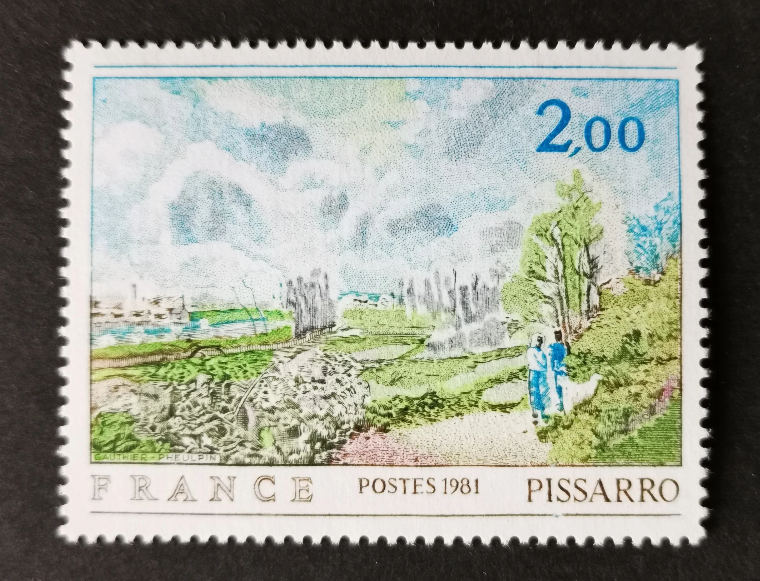 

1Pcs/Set New France Post Stamp 1981 Painting Art Pissaro Engraving Postage Stamps MNH
