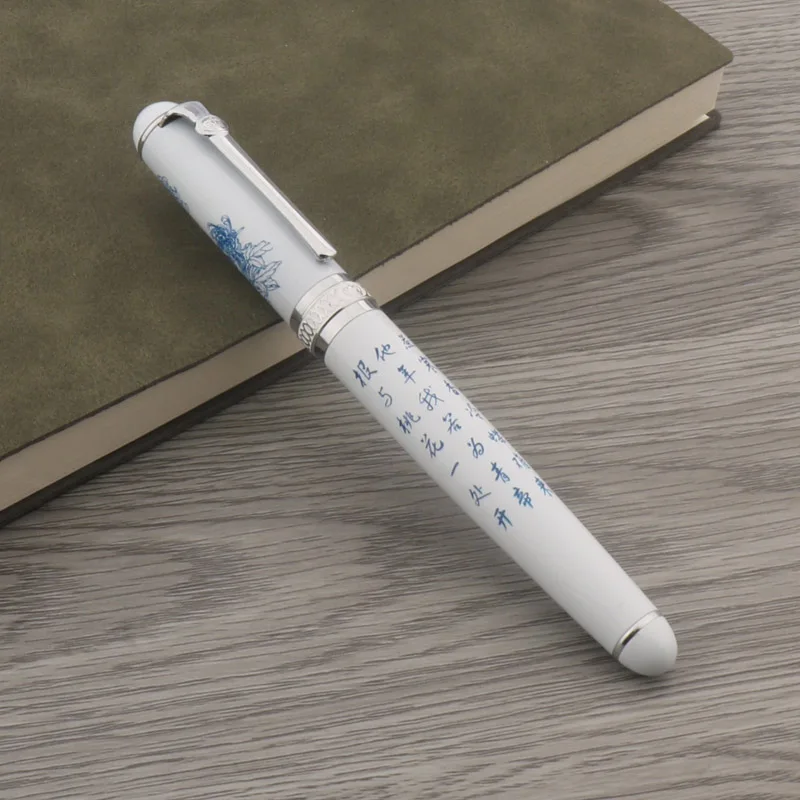 Перьевая ручка Duke D2 металлическая китайская живопись хризантемы Белые Офисные и