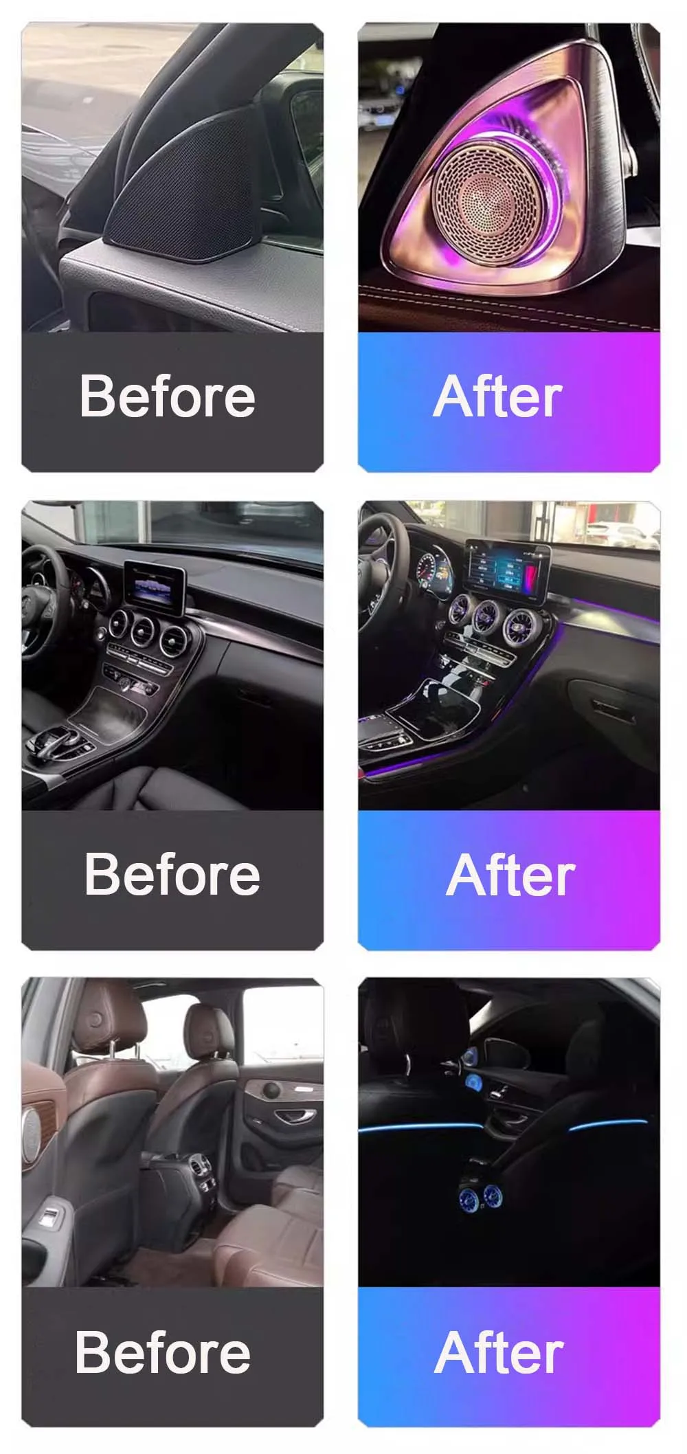 Заводская цена 64 цвета автоматический внутренний окружающий свет для Mercedes Benz C