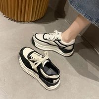 2022 spring new small fragrant style thick soled white shoes sports casual shoes casual heightened walking vulcanized shoes