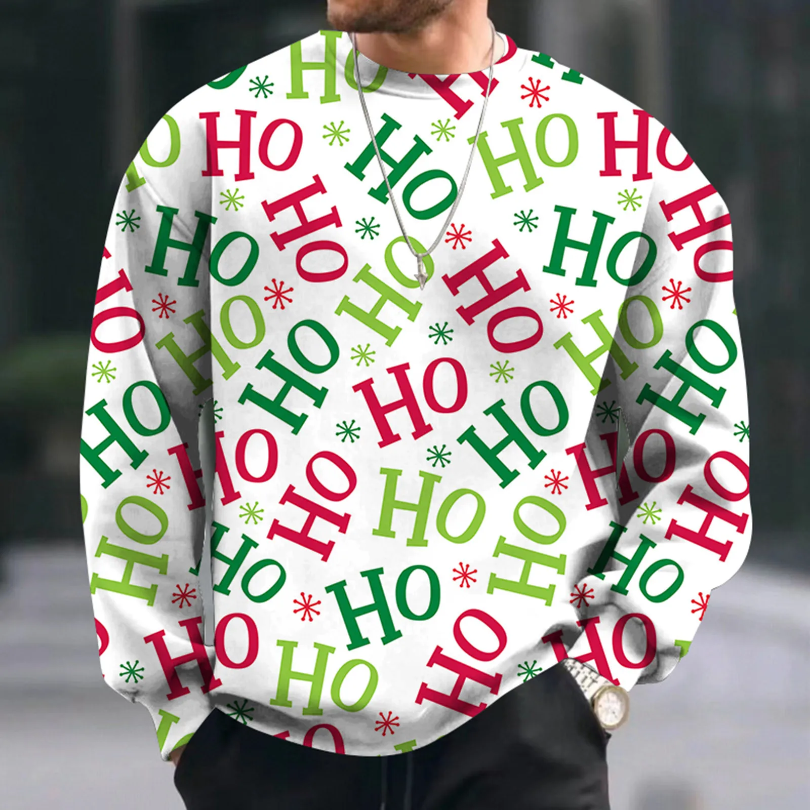 

Ho Letter Graphic Pullovers Christmas O-Neck Sweatshirt Navidad Casual Hoody Men'S Pullovers Party Ins Trendy Hip-Pop Sudaderas