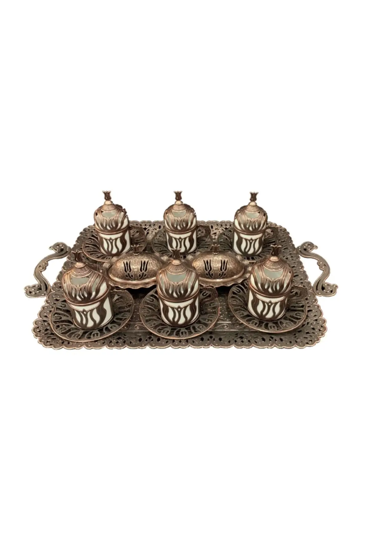 

Удивительный турецкий греческий арабский Набор для кофе и эспрессо, медная прямоугольная кофейная чашка с тюльпаном, набор 6 шт. + Толстый ло...