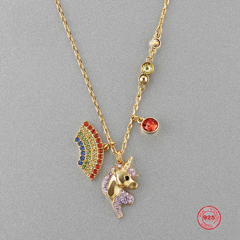 

2020 New Fashion Charm Sterling Silver Original 1:1 Copy, Cute Fashion Unicorn Wild Necklace Female Luxury Jewelry Gifts