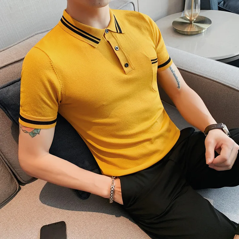 

Men's Summer 2022 Short Sleeve Knit Polo Shirts Plus Size 4XL-M Fashion Casual Lapel Slim Fit Tee Tops