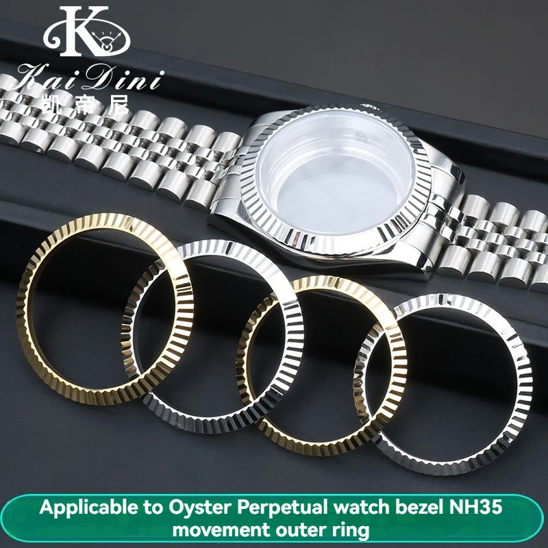 Фото Для Rolex DATEJUST 41 мм 36 мм рифленый безель кольцо-редуктор из нержавеющей стали 39/35,8 м корпус NH35/36 аксессуары для часов №2