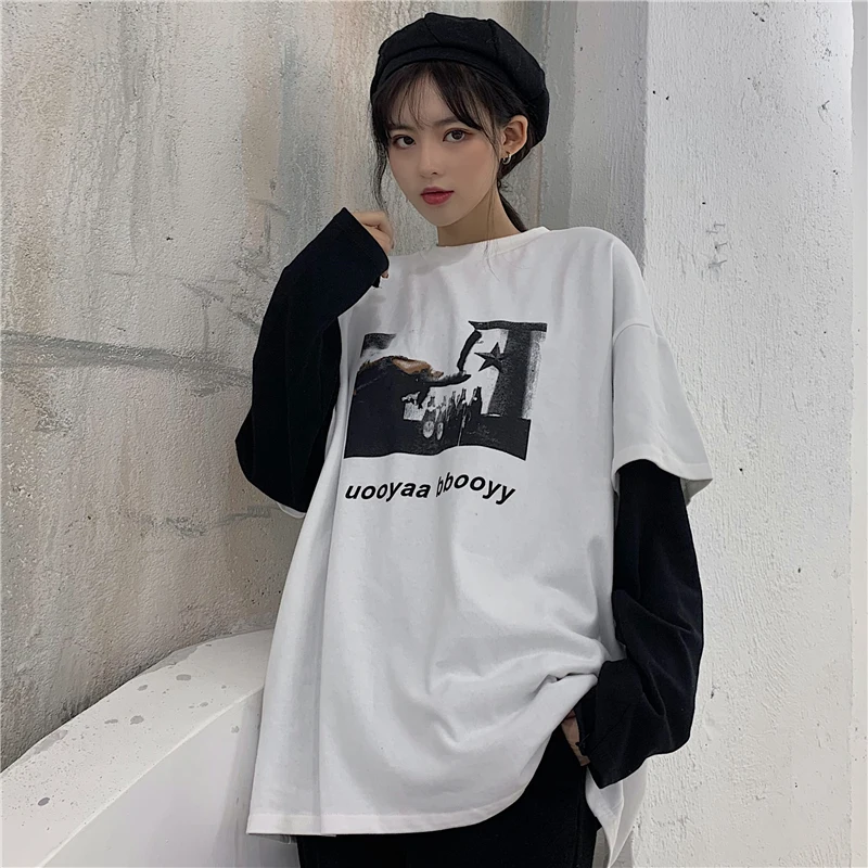 

Модные летние женские футболки с коротким рукавом Harajuku Хип-Хоп Уличная одежда с круглым вырезом и графическим принтом женская одежда повсе...