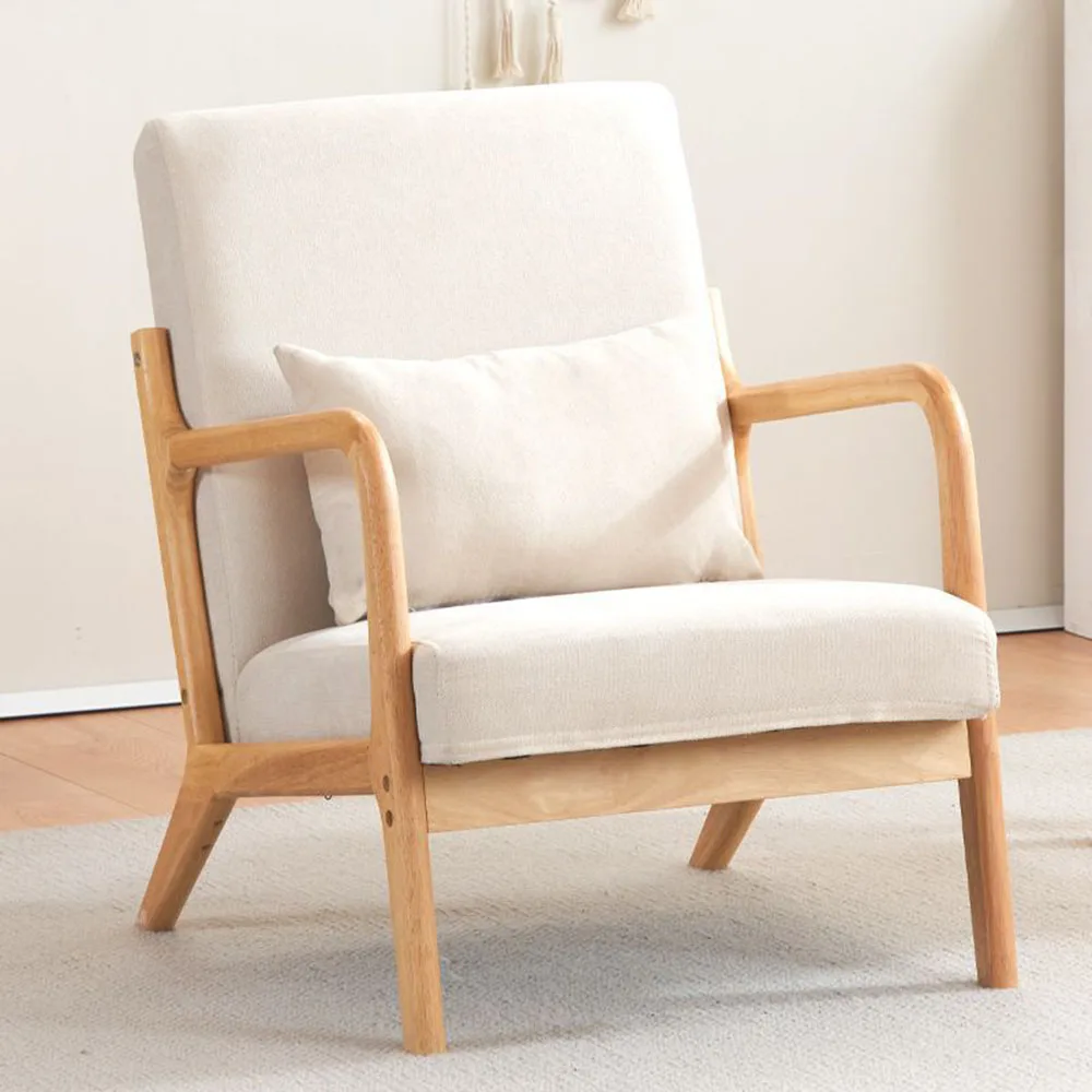 

Leisure Sofa Living Room Civil Furniture Simple Removable Cleaning Cotton And Linen Sponge Rubber Wood Wide Backrest