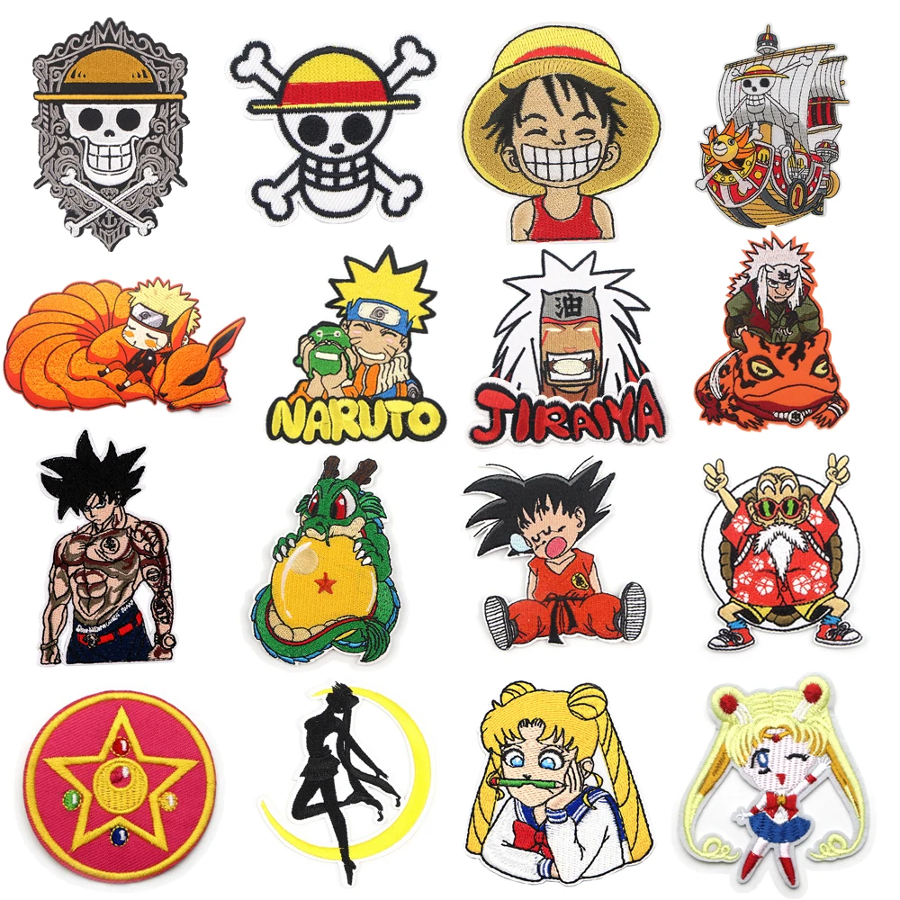 

Naruto Sailor Moon Dragon ball One Piece Anime Embroidered Patch for Clothing DIY badges Decorative Accessories Wholesale