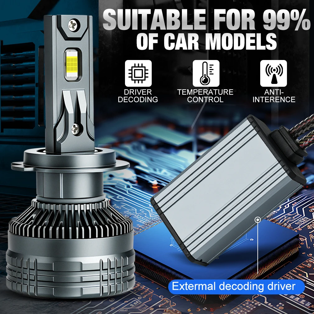 Фото Светодиодные лампы XSTORM H7 для автомобиля: H1, H11, H4 LED фары 400W 80000LM, H4 ближний/дальний свет, H11 противотуманные фары, Canbus без ошибок, 6500K №5