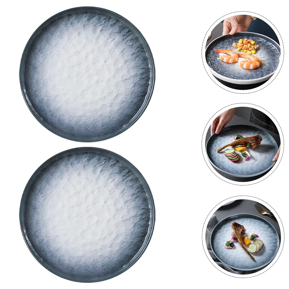 

2pcs Multi-purpose Steak Plates Exquisite Pasta Plates Ceramic Dinner Plates