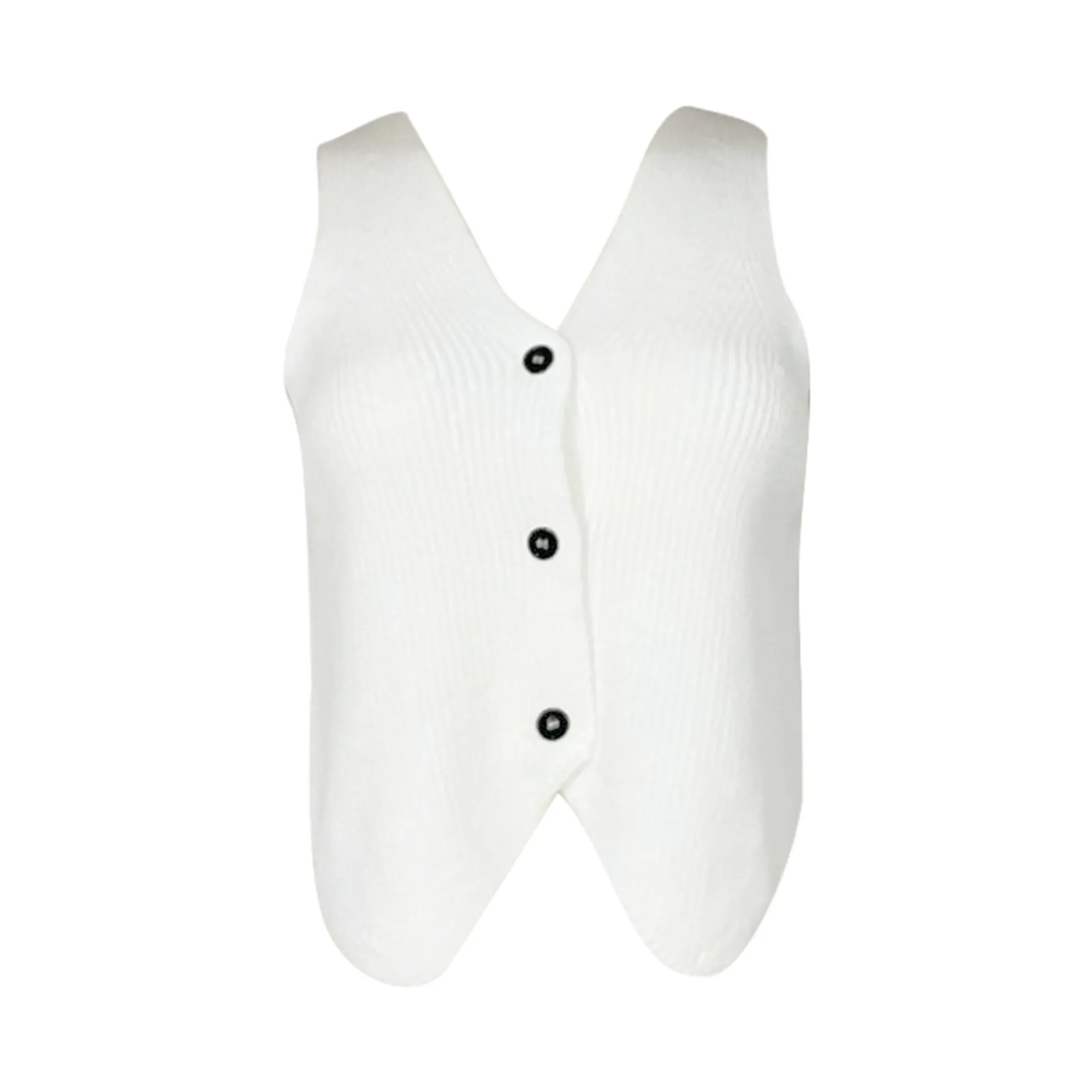 Осень-зима женский короткий вязаный жилет топ с v-образным вырезом однобортный