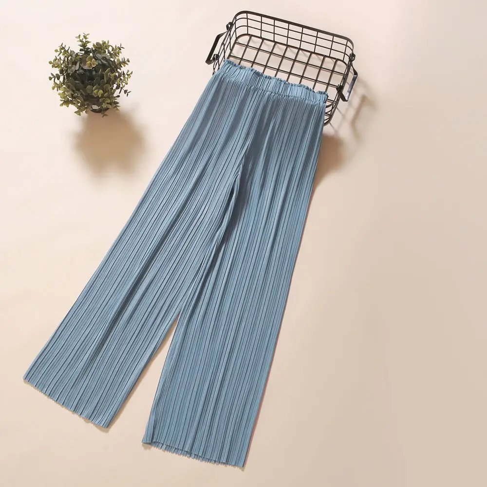 

Women 2022 Spring Summer Vintage Pleated Pants Female Streetwear High Waist Trousers Lady Casual All-match Wide Leg Pants H41