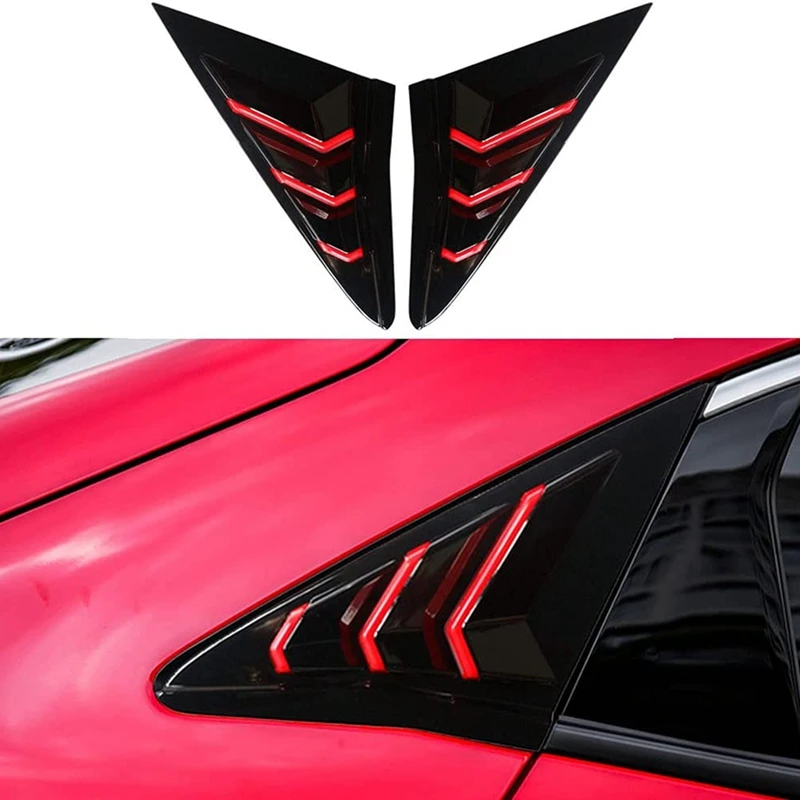 

Rear Side Window Louvers Air Vent Cover Stickers, For Honda Civic Hatchback 2016-2021 Window Blinds Trim