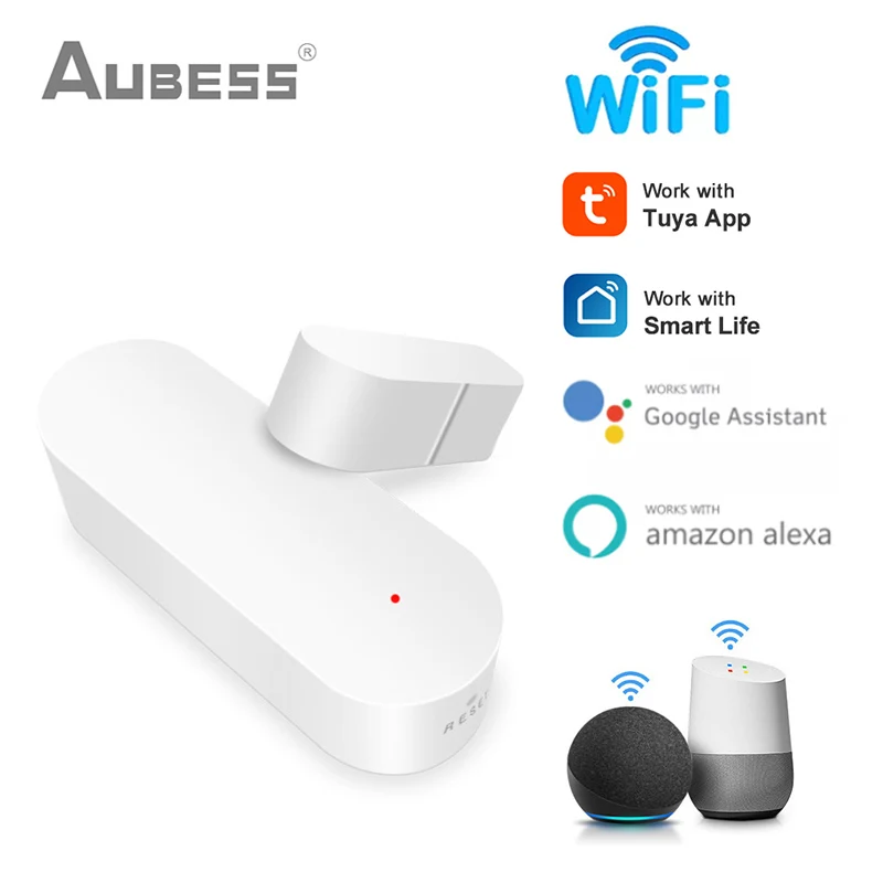 

Tuya Smart WiFi Door Sensor Smart Door Open/Closed Detectors Wifi Window Sensor Smartlife APP Work With Google Home Alexa