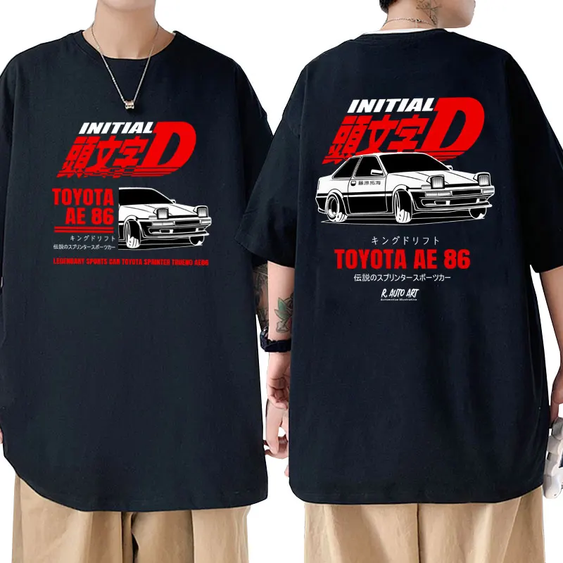 

Anime Initial D Drift AE86 Racing Car Print T-shirts Men 90s Vintage y2k Tops Tees Takumi Fujiwara R34 Skyline GTR JDM T Shirts
