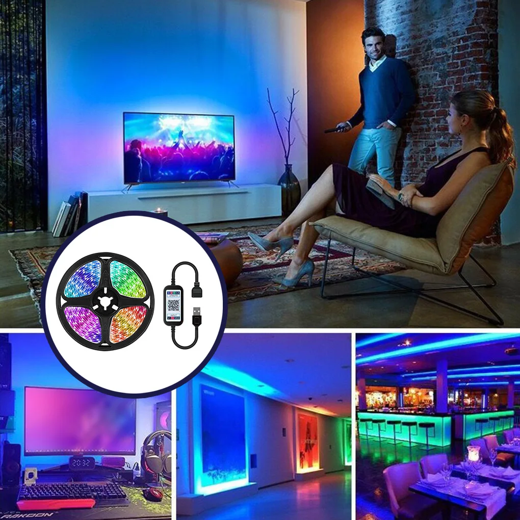 

1 ~ 5 м Светодиодная лента освещения s Bluetooth Wi-Fi RGB украшение умная лампа светодиодсветильник лампа 5050 USB Bluetooth Wi-Fi телефон приложение ИК контрол...