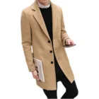 Новинка Осень-зима 2022, мужские шерстяные пальто, Мужская облегающая длинная куртка, модный эксклюзивный однотонный облегающий мужской тренчкот, Женская куртка