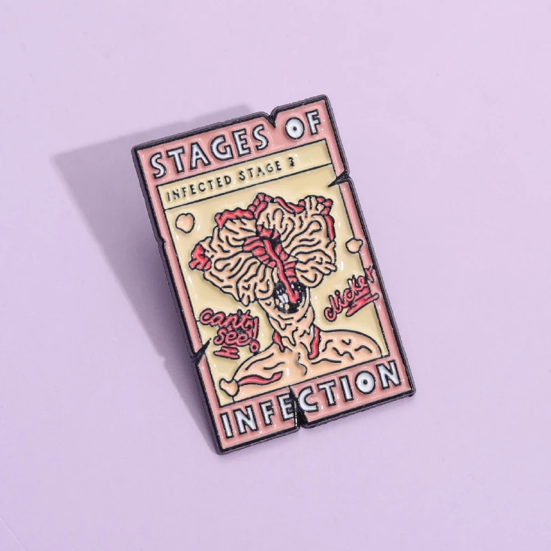 

Horror Movie Enamel Pins Punk Stages of Infection Brooches Lapel Badges Clothes Hat Gothic Metal Jewelry Gift for Fan Friends