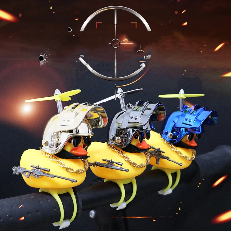 

1PC Car Interior Decoration Yellow Duck With Helmet For Bike Motor Auto Accessories Plastic+Metal Cute Car Accessories Cargadget