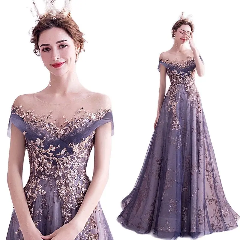 Новинка 2023, фиолетовое вечернее платье для банкета