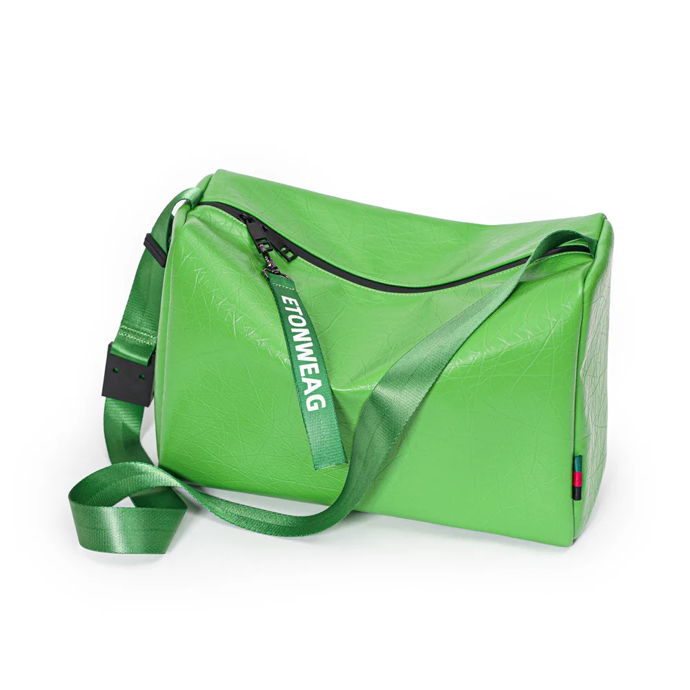 

Men Fashion Large Shoulder Bags Male Green Pu Leather Solid Messenger Crossbody Bags Luxury Personality Travel Gym Shoulder Bags