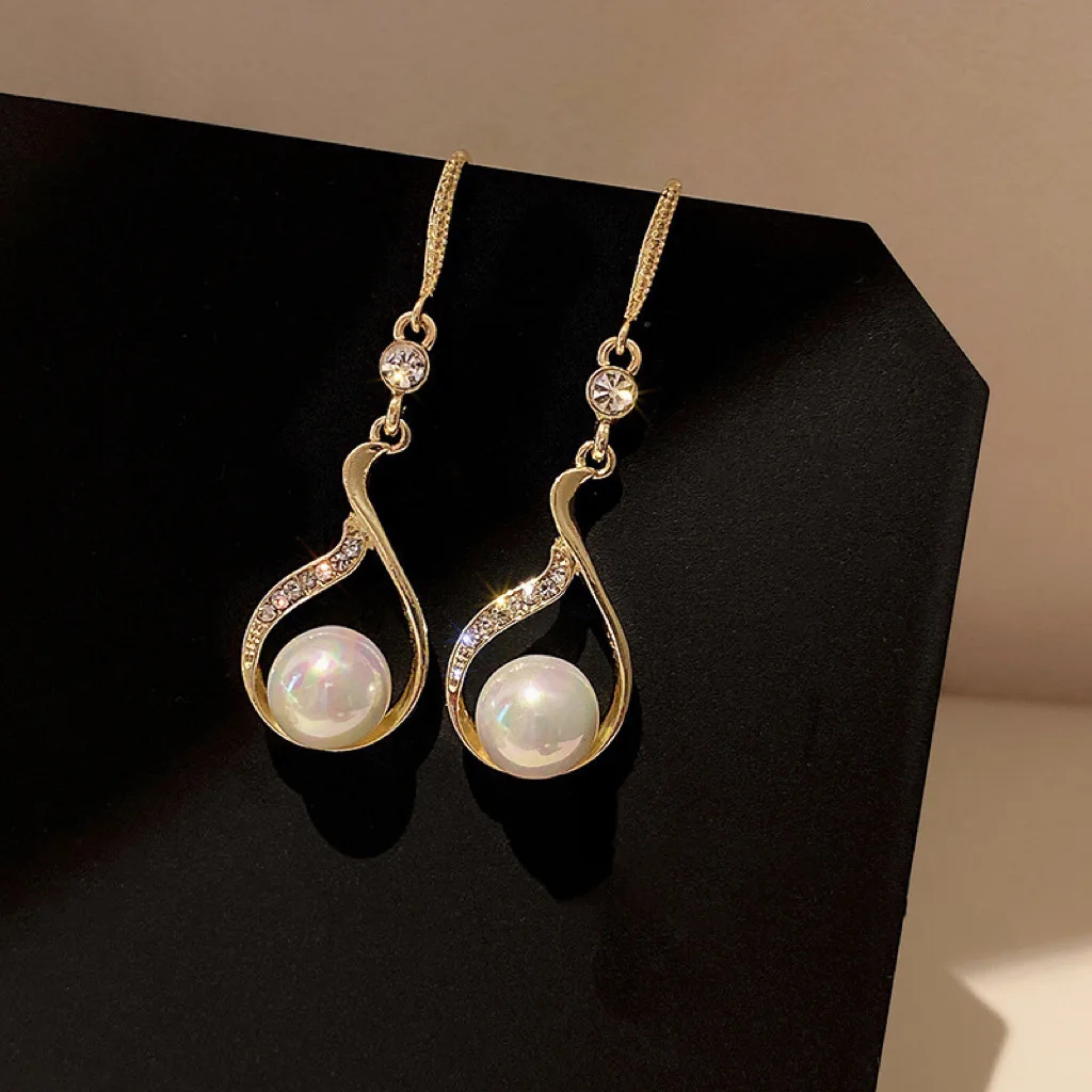 

2023 New Fashion Trend Unique Design Elegant Exquisite Zircon Pearl Earrings For Women Jewelry Wedding Party Premium Gift