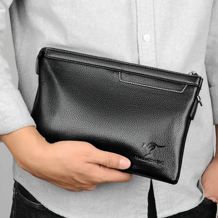 

Feng Leopard Kangaroo Clutch Men's Clutch Business Casual PU Soft Leather Envelope Bag Men's Clip Bag