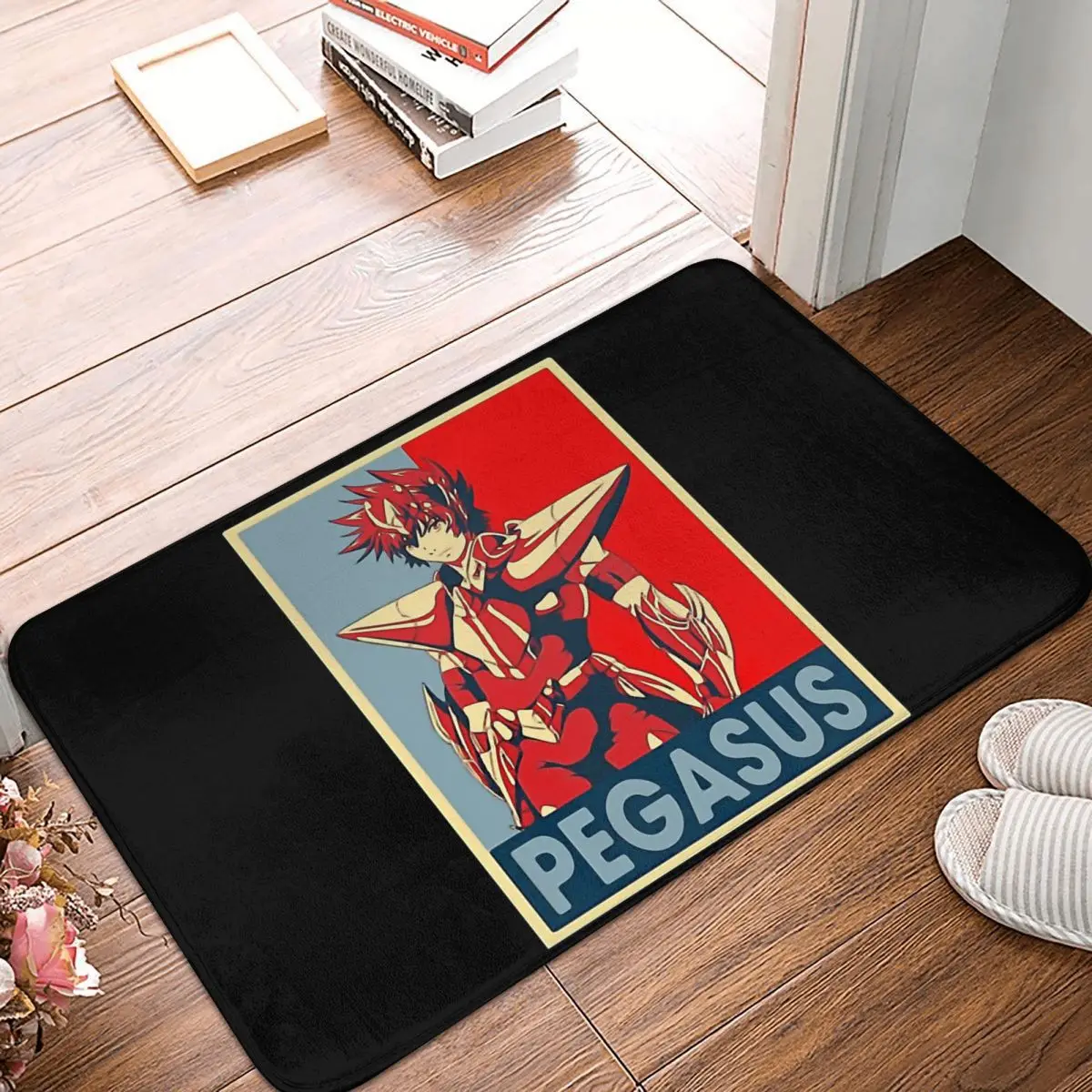 

Saint Seiya Knights of the Zodiac Cosmo Athena Anime Doormat Living Room Mat Pegasus Art Hallway Carpet Welcome Rug Indoor Decor