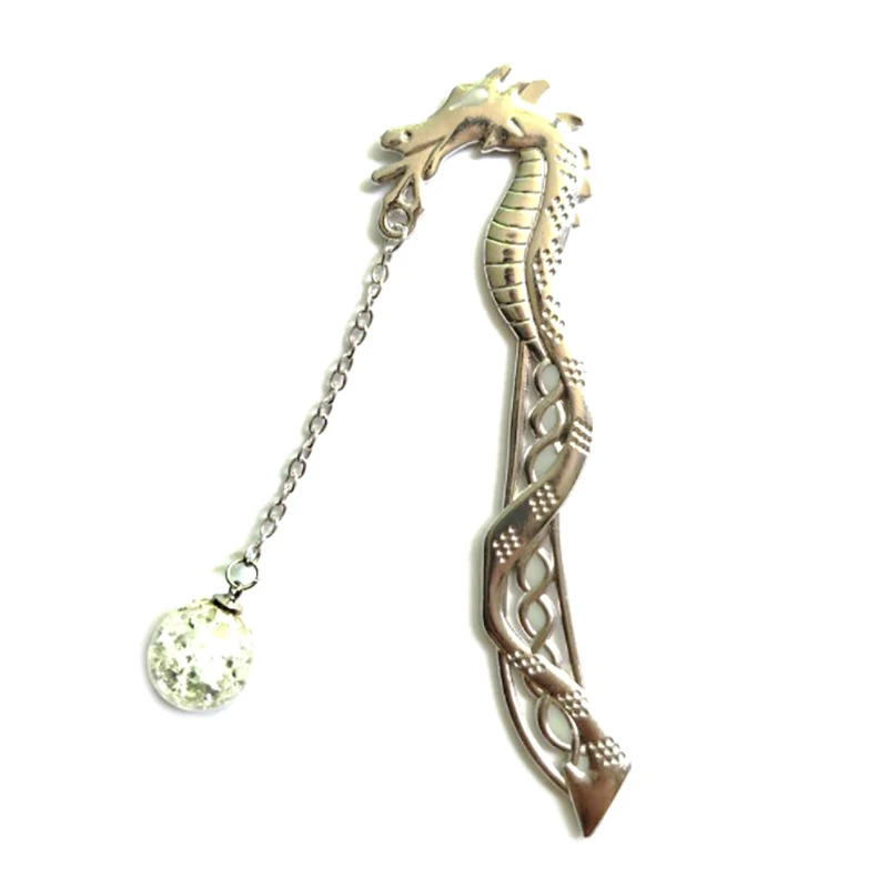 Luminous Beads Dragon Vintage Bookmarks Retro Metal Glow In The Dark Reading Book Marker Stationery Gift New