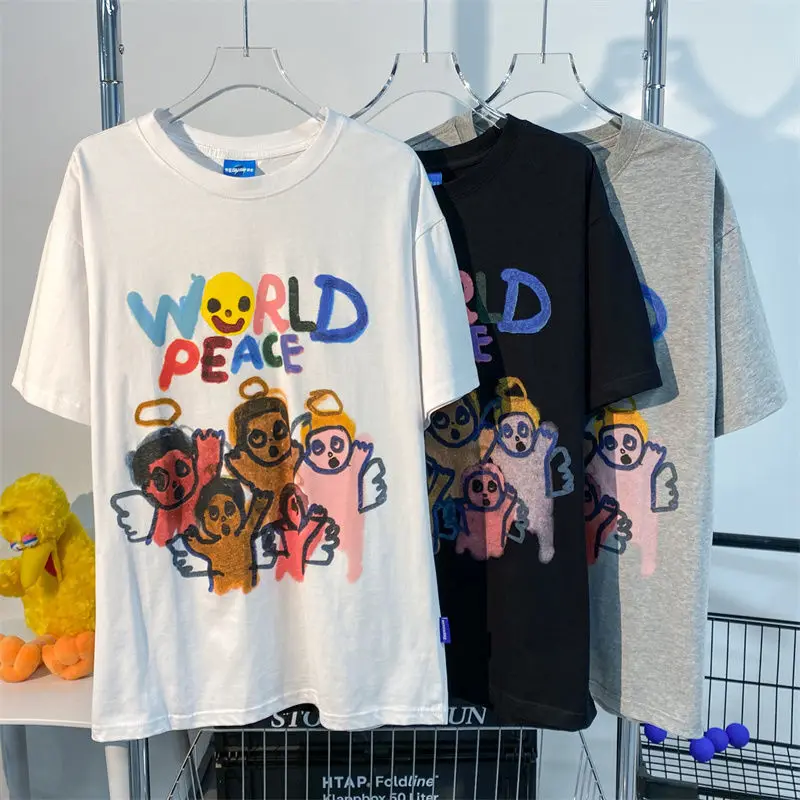 

Кавайная одежда, футболки с мультяшным графическим рисунком, футболки оверсайз для женщин, летняя повседневная свободная футболка для женской одежды в стиле Харадзюку